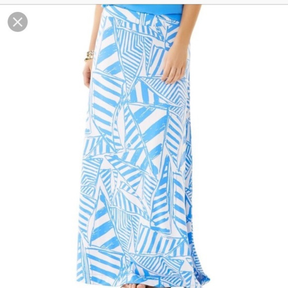 Lilly Pulitzer nola maxi skirt in blue Yacht Sea